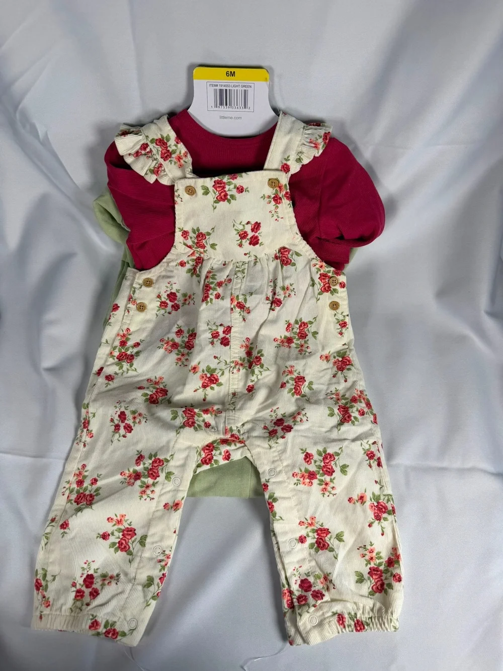 Baby Floral Overalls with Raspberry Top - Kids Bottoms